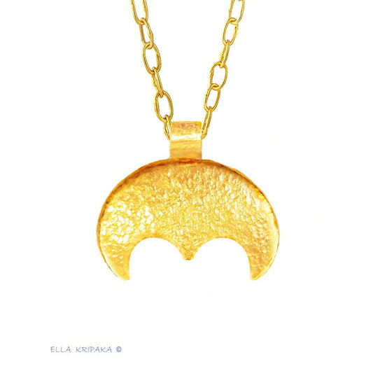 Hammered 24k 9999 Gold 9g &26g Ancient Rome Moon Pendant Custom 22k