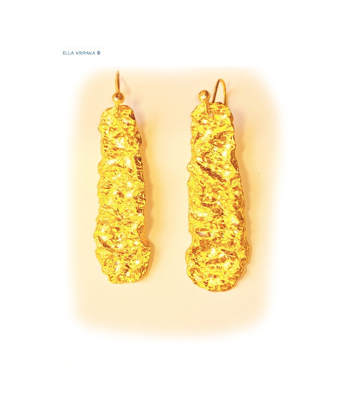 Custom 24k 9999 Gold 10g & 28g Organic Hammered Earrings 60mm & 80mm Can Be 22k Gold