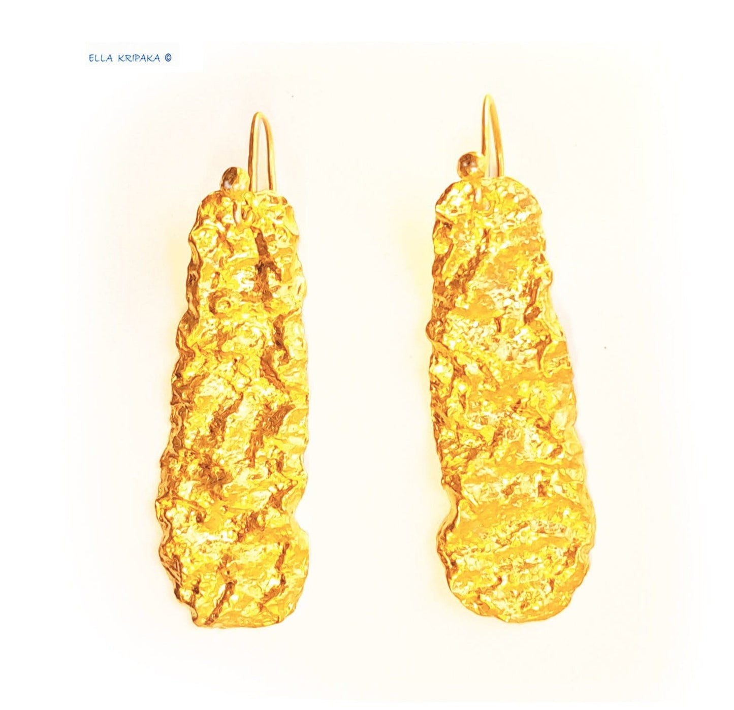 Custom 24k 9999 Gold 10g & 28g Organic Hammered Earrings 60mm & 80mm Can Be 22k Gold