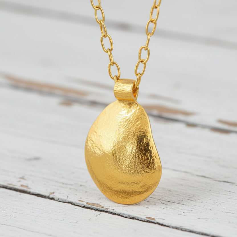 Hammered 24k 9999 Gold 9.2g &25.7g Organic Dome Pendant Custom Can 22k