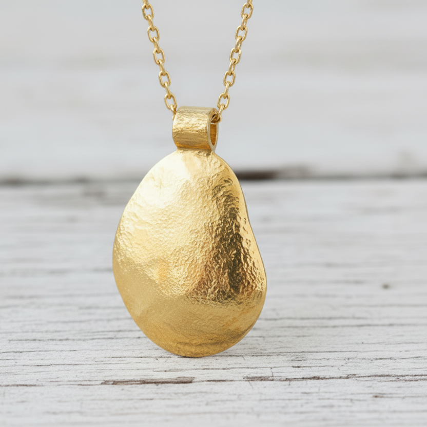 Hammered 24k 9999 Gold 13g &36g Organic Dome Pendant Can 22k