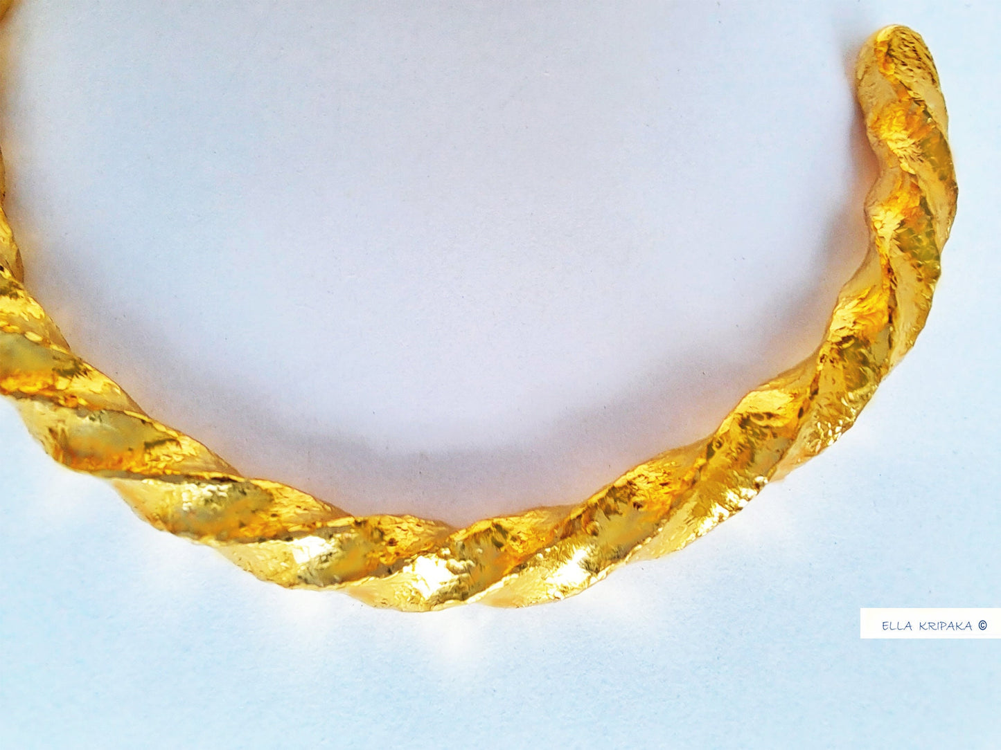 Custom Solid 9999 24k Gold 41g/6in size Twisted Viking Hammered Bracelet Cuff 4.5mm Can Be 22k Gold