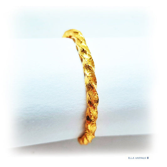 Custom Solid 9999 24k Gold 116g/6in size Hammered Viking Twisted Bracelet Cuff 7mm Can Be 22k Gold