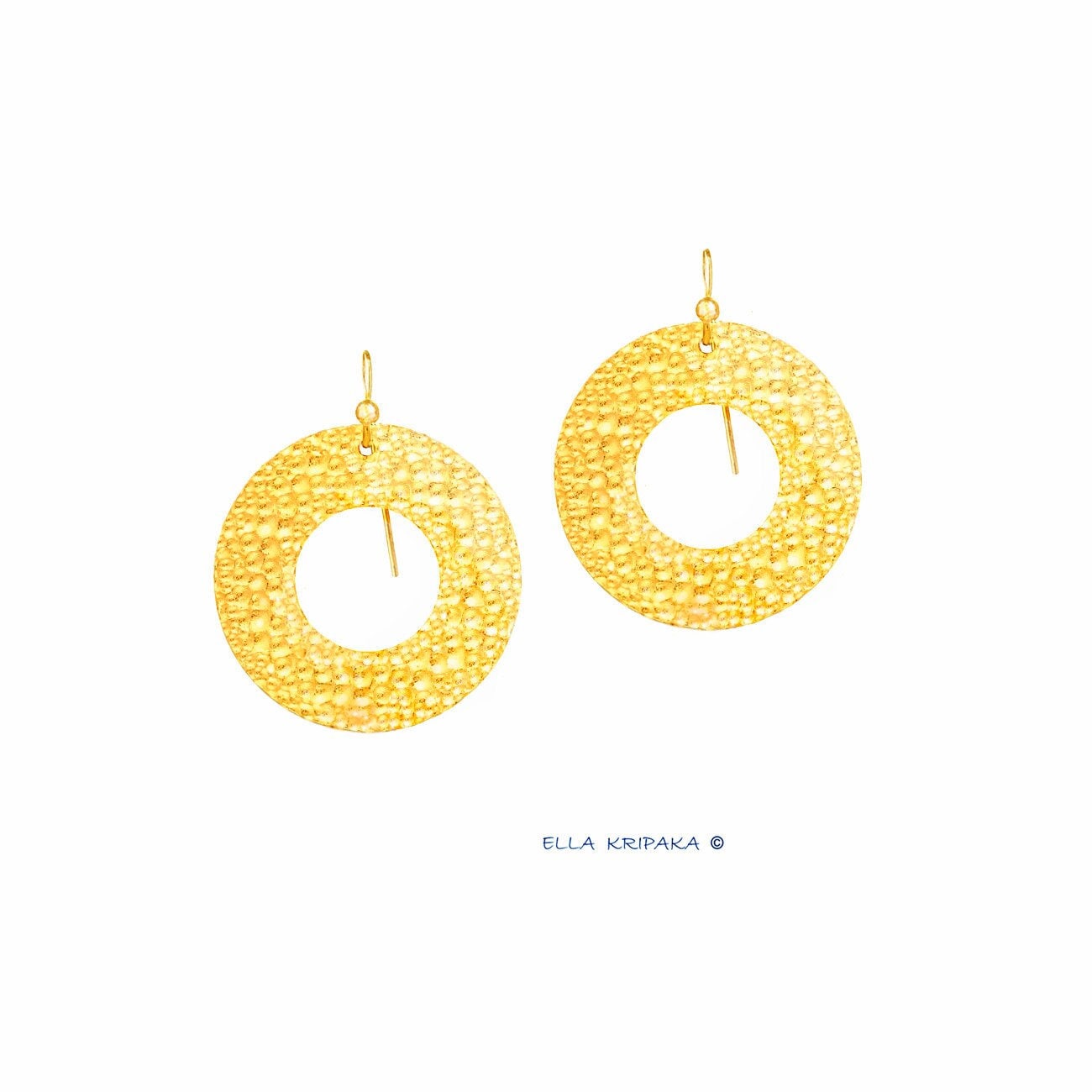 Custom Solid 24K 9999 Gold 8.5g & 25g Hammered Organic Hoops Earrings 35mm & 55mm Can Be 22k Gold
