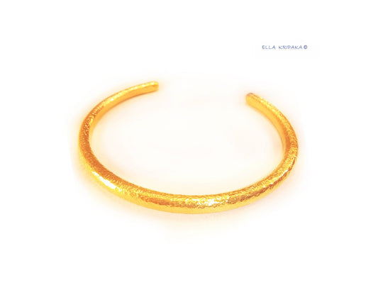 Custom Solid 24k 9999 Gold 52g/6in size Hammered Cuff Ancient Rome Bracelet 4.6mm Can Be 22k Gold