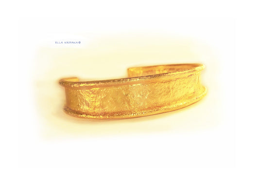Hammered 24k 9999 Gold 90g Ancient Rome Cuff Bracelet 25mm Can 22k