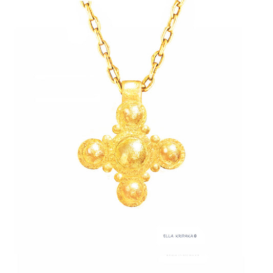 Hammered 24k 9999 Gold 9g & 25g Byzantine Cross Pendant Custom 22k