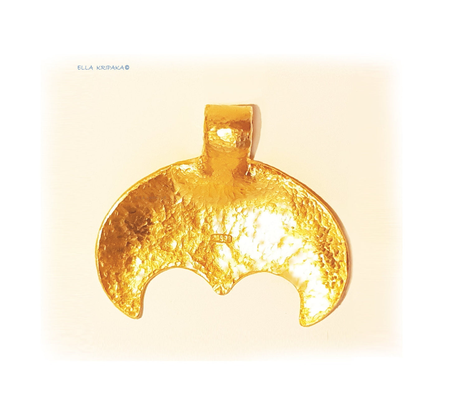 Custom Solid 24k 9999 Gold 6g and 18g Hammered Ancient Rome, Ancient Greece Moon Pendant Durable Length 28mm and 45mm