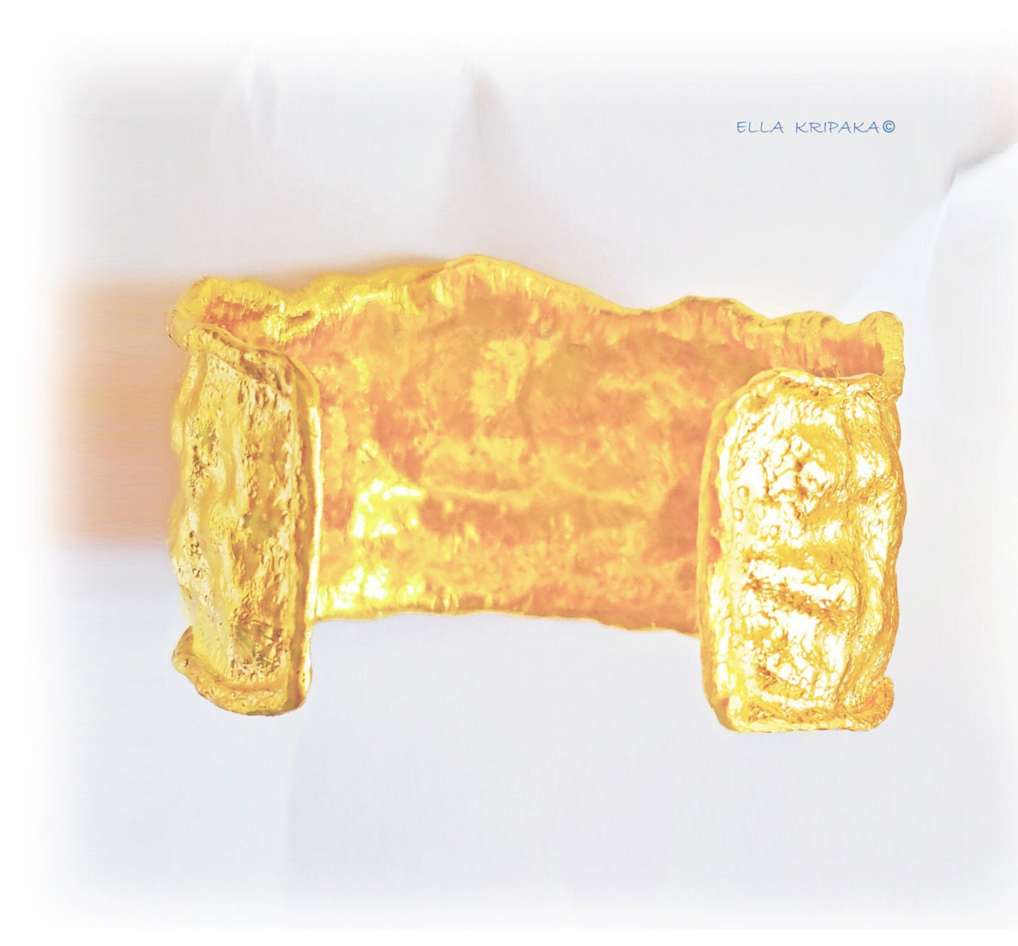 Custom Solid 24k 9999 Gold 80g/6in size Organic Hammered Convex Bracelet Cuff 35mm Can Be 22k Gold