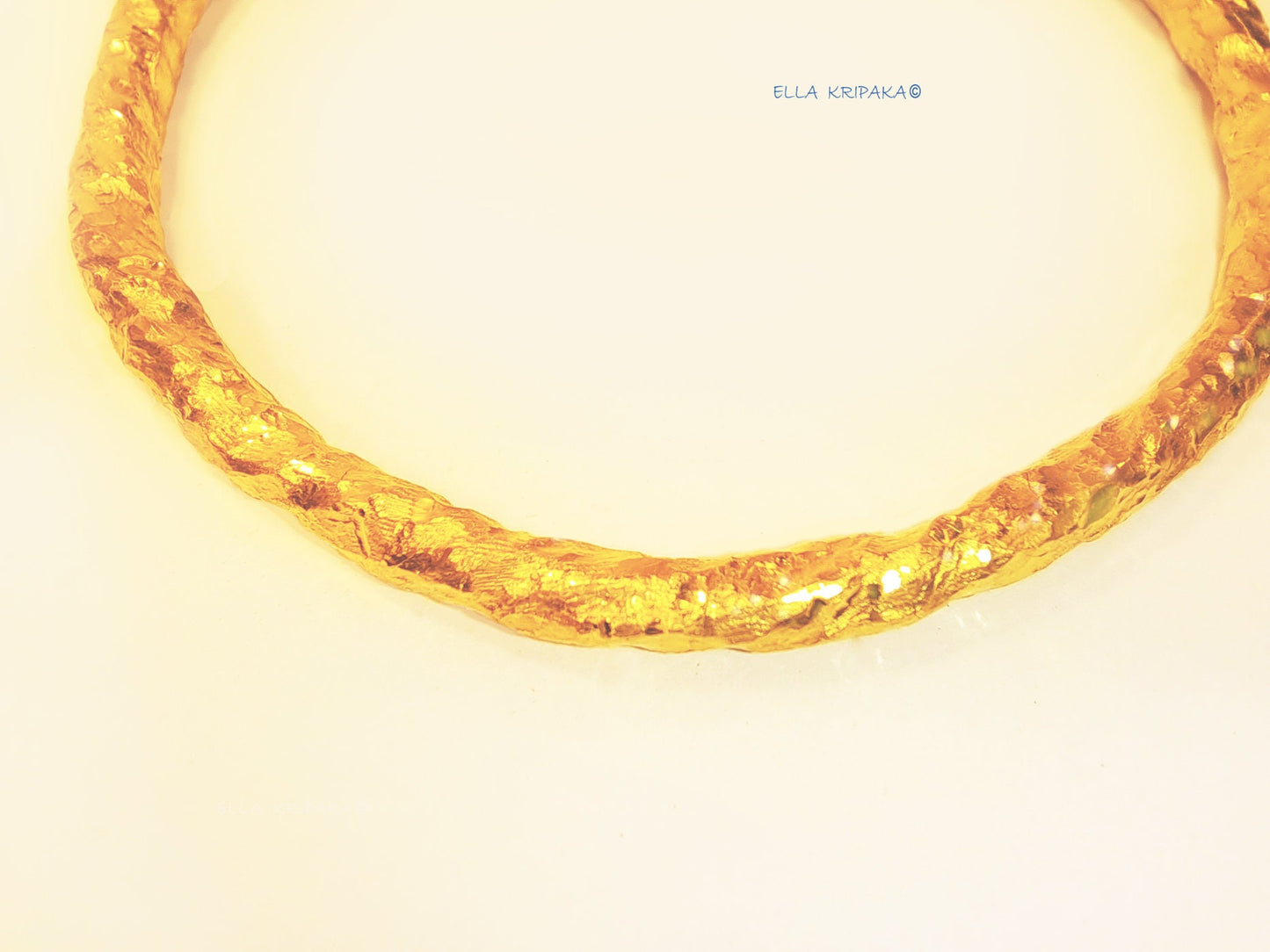 Custom Solid 24k 9999 Gold 61g/6in size, Hammered Organic Bracelet Cuff 6.3mm Can Be 22k Gold