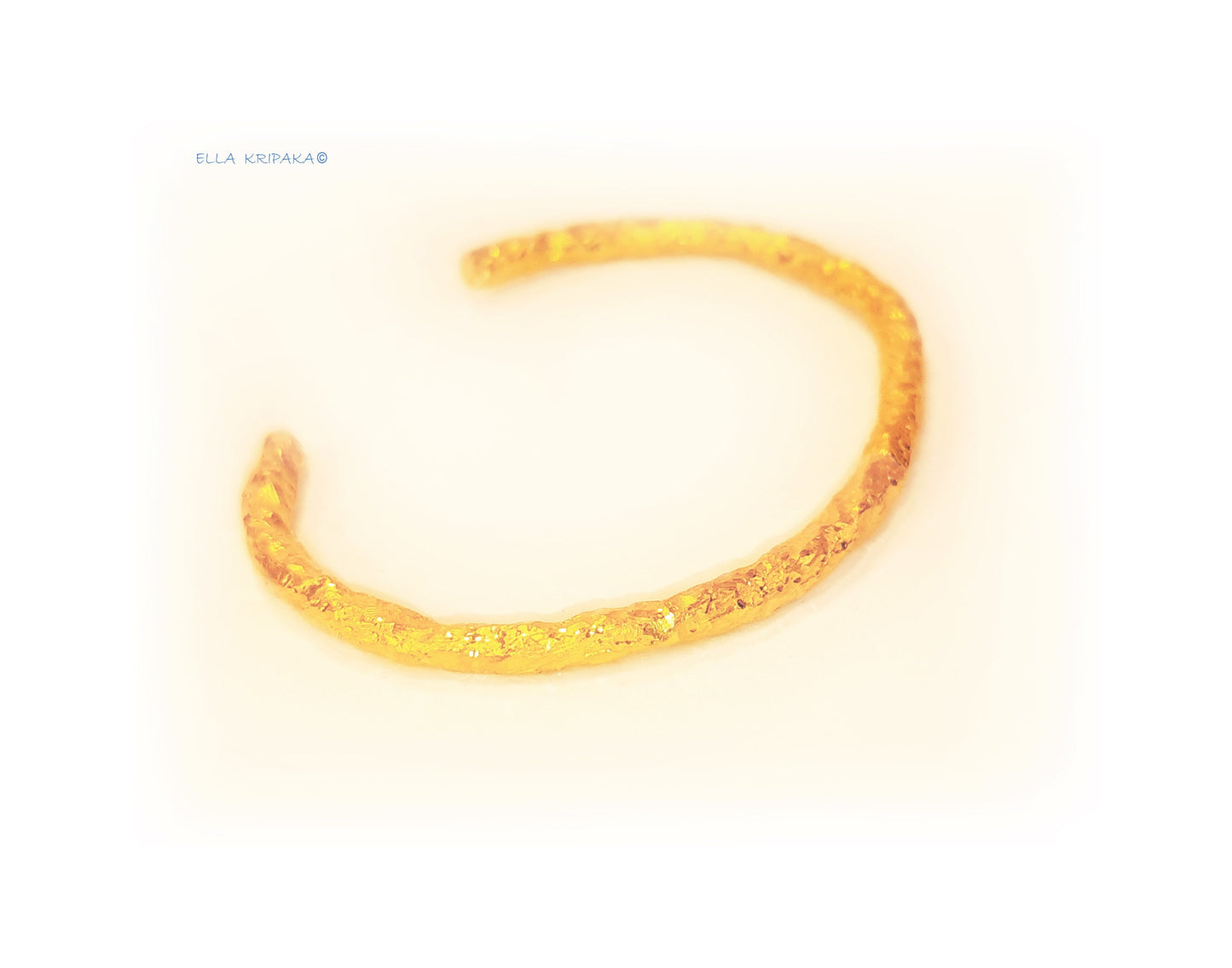 Custom Solid 24k 9999 Gold 61g/6in size, Hammered Organic Bracelet Cuff 6.3mm Can Be 22k Gold