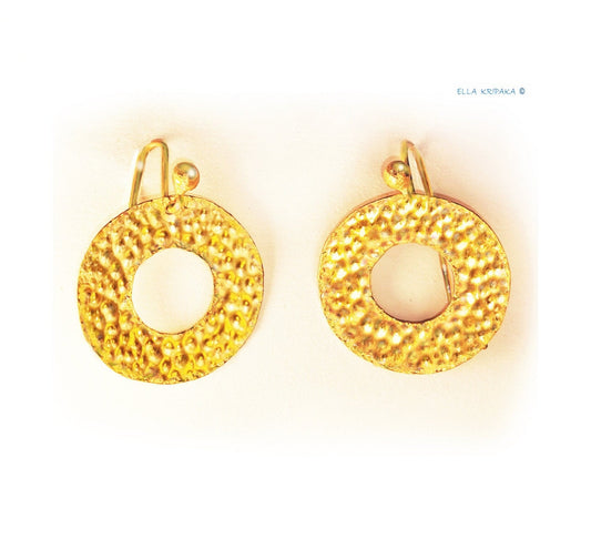 Hammered 24k 9999 Gold 8.5g & 25g Organic Hoops Earrings Custom 22k