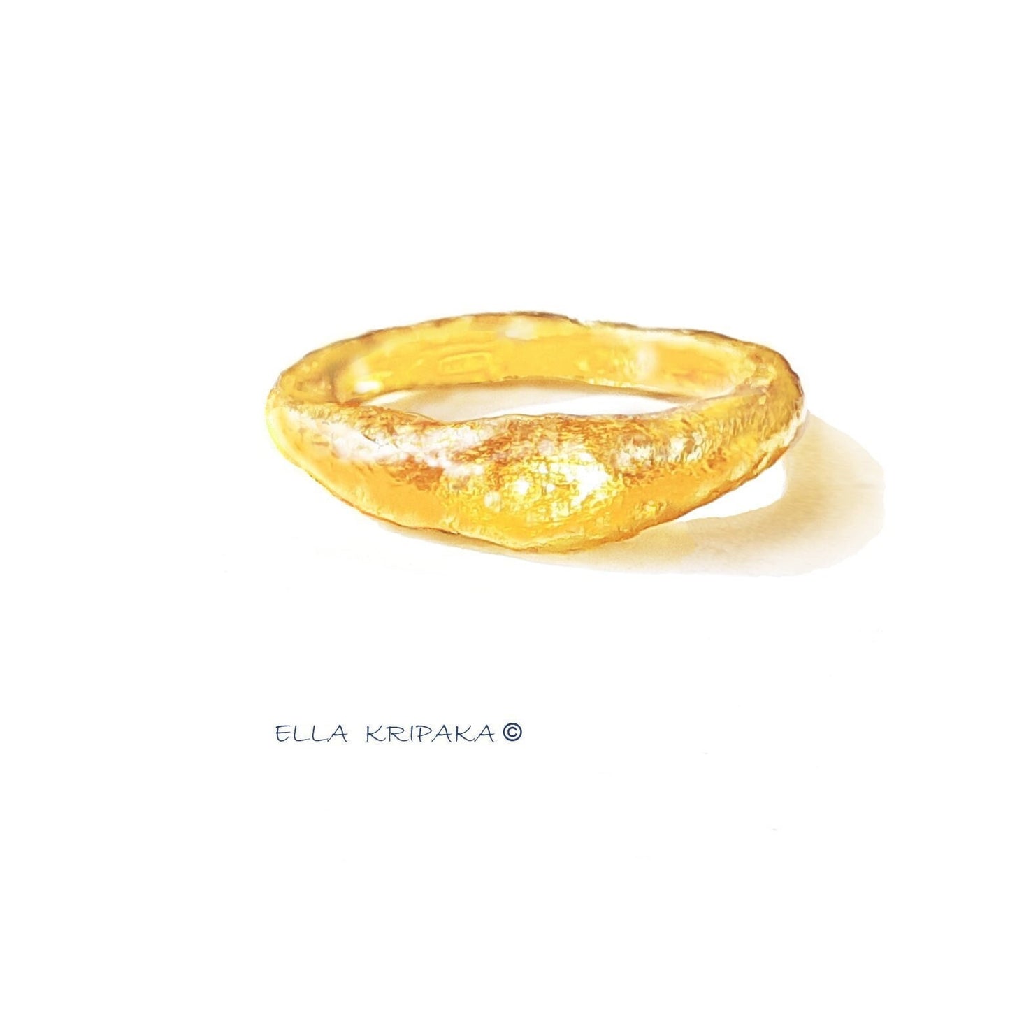 Custom Solid 24k 9999 Gold 17g/size 6US Hammered Organic Ring Signet 5m Can Be 22k Gold