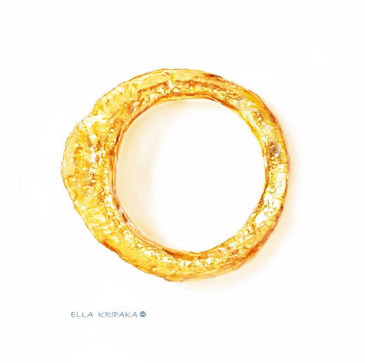 Hammered 24k Gold Solid 9999 Gold Ring Organic Hammered 22k Gold Artist Ella Kripaka