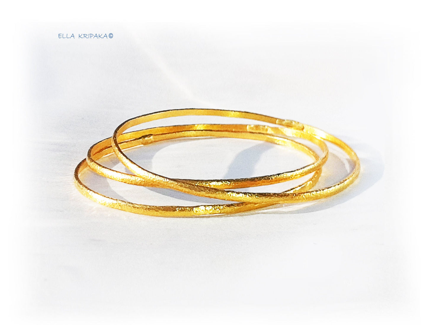 hammered 22k gold bangle bracelet Ancient Rome, forged 22k gold bangle, hammered 24k 9999 gold bangle artist Ella Kripaka