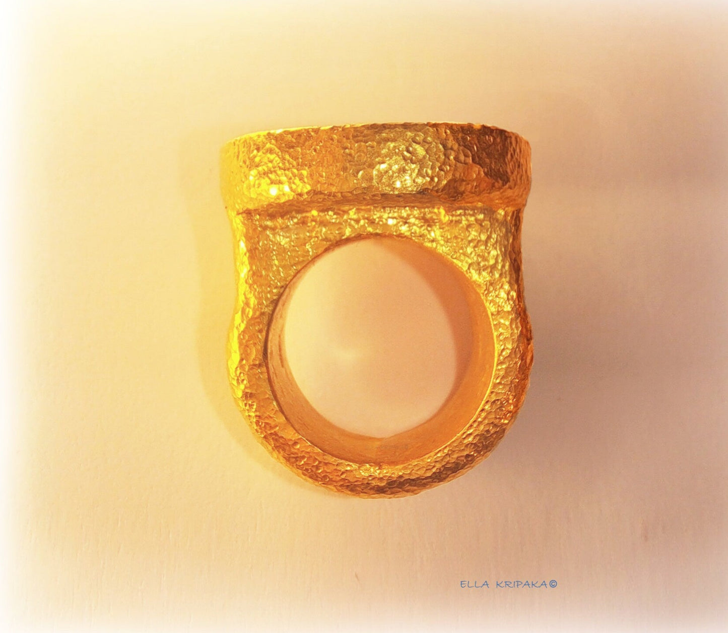 Custom Solid 24k 9999 Gold 73g size 6US Hammered Ancient Rome Signet Ring