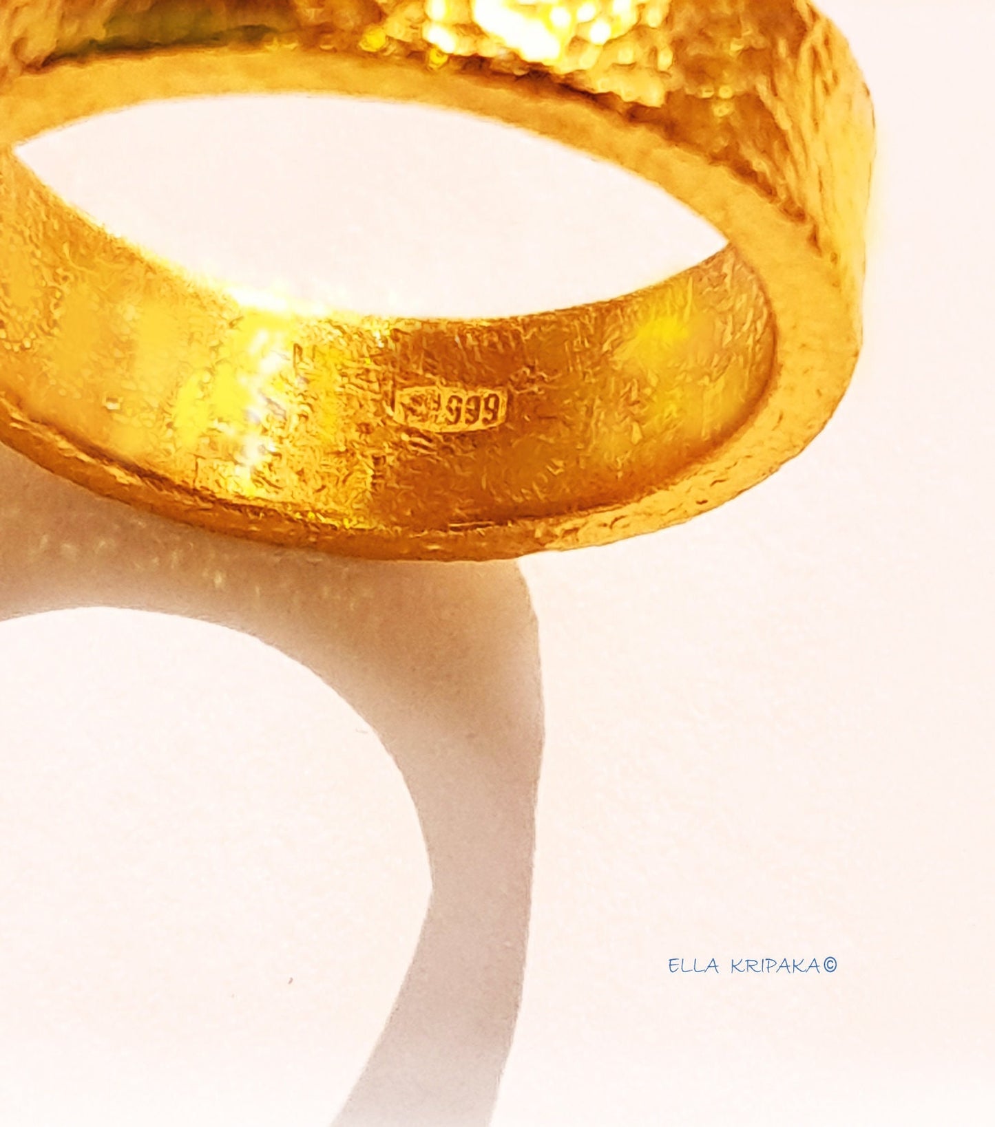 Custom Solid 24k 9999 Gold 12g/size 6US Hammered Ancient Rome Ring 6.5mm Thick 1.5mm Can Be 22k Gold
