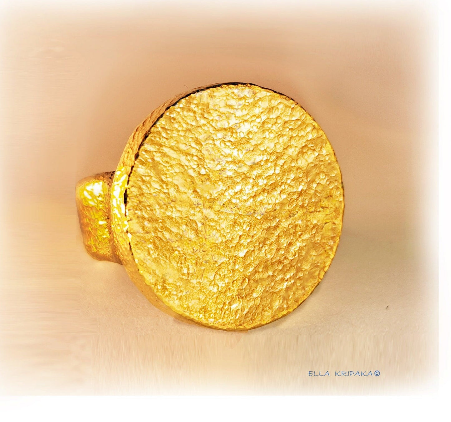 Custom Solid 24k 9999 Gold 73g size 6US Hammered Ancient Rome Signet Ring