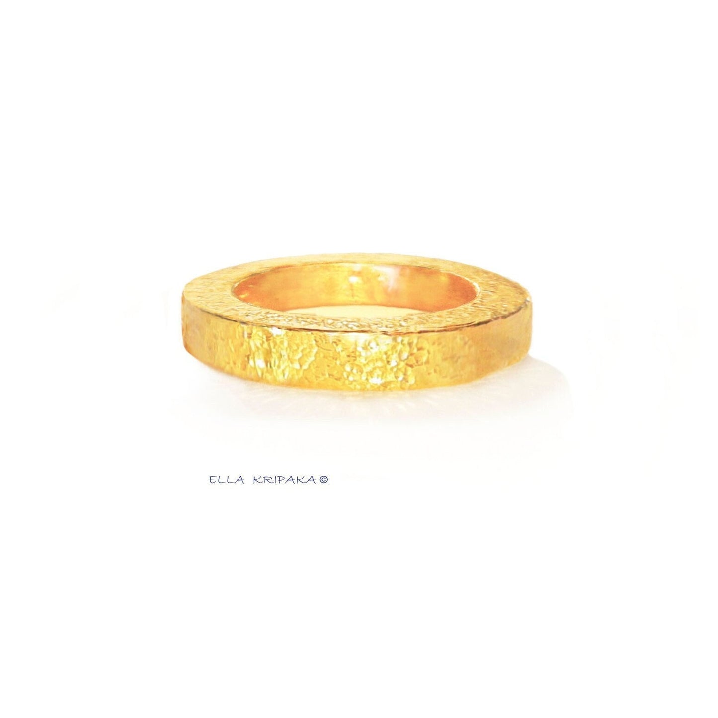 Custom Solid 24k 9999 Gold 19.5g/size 6US Hammered Ancient Rome Ring 4mm Thick Can Be 22k Gold