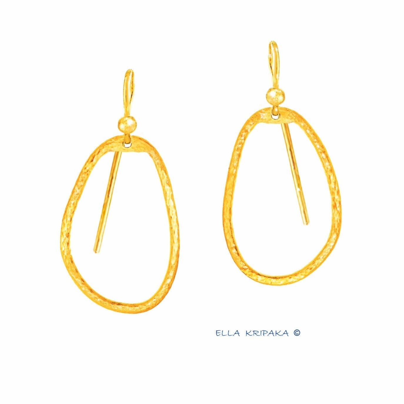 Custom Solid 24K 9999 Gold& 7g & 20g Hammered Drop Uneven Organic Earrings 35mm & 55mm Can Be 22k Gold