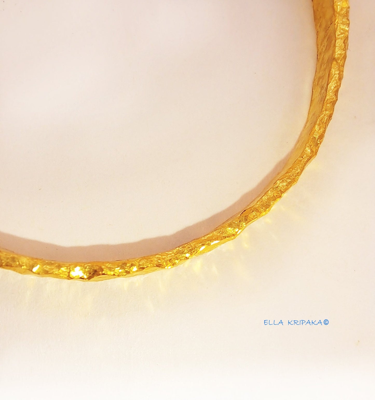 Custom Solid 24k 9999 Gold 44g/7in size Hammered Organic Bracelet Bangle 4.5mm Can Be 22k Gold