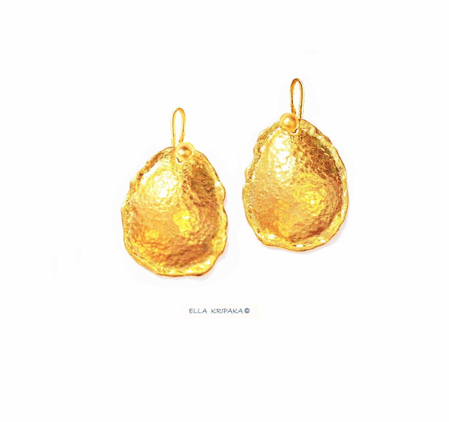 Custom Solid 24K 9999 Gold 9.5g and 28g Hammered Organic Convex Earrings 35mm and 55mm Can Be 22k Gold