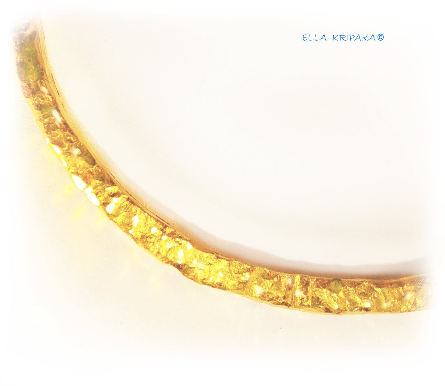 Custom Solid 24k 9999 Gold 45g/7in size Hammered Organic Bracelet Bangle 4.5mm Can Be 22k Gold