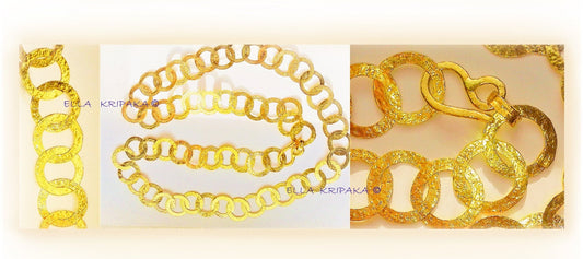 Hammered 24k Gold Hammered 9999 Gold Bracelet Chain Necklace Ancient Rome Hammered 22k Gold Artist Ella Kripaka