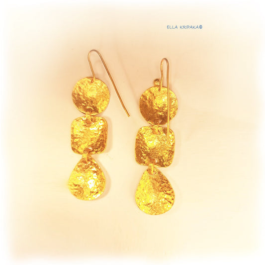 Custom Solid 9999 24k Gold 18g &28g Hammered Byzantine Earrings 22k
