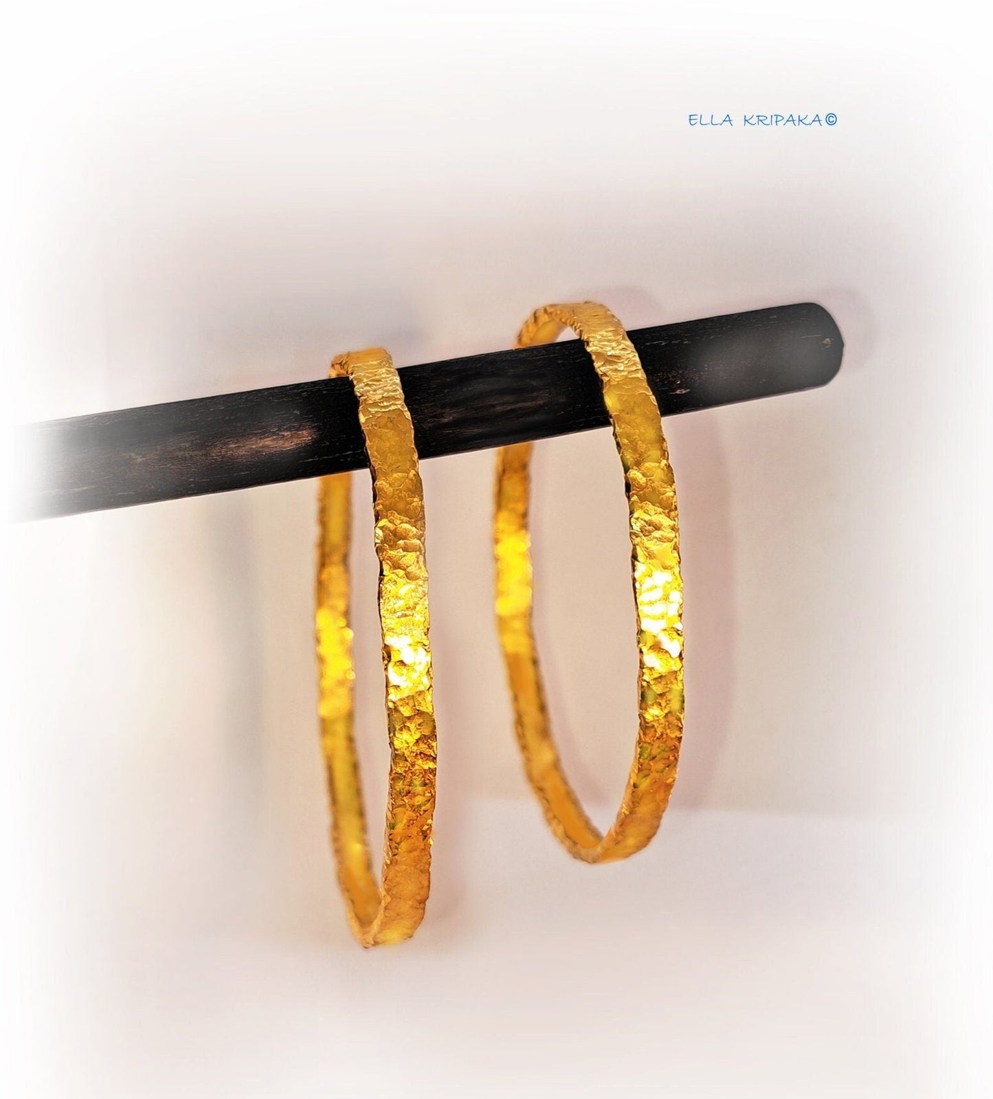 Custom Solid 24k 9999 Gold 34g/7in size, Hammered Organic Bracelet Bangle 4.5mm Can Be 22k Gold