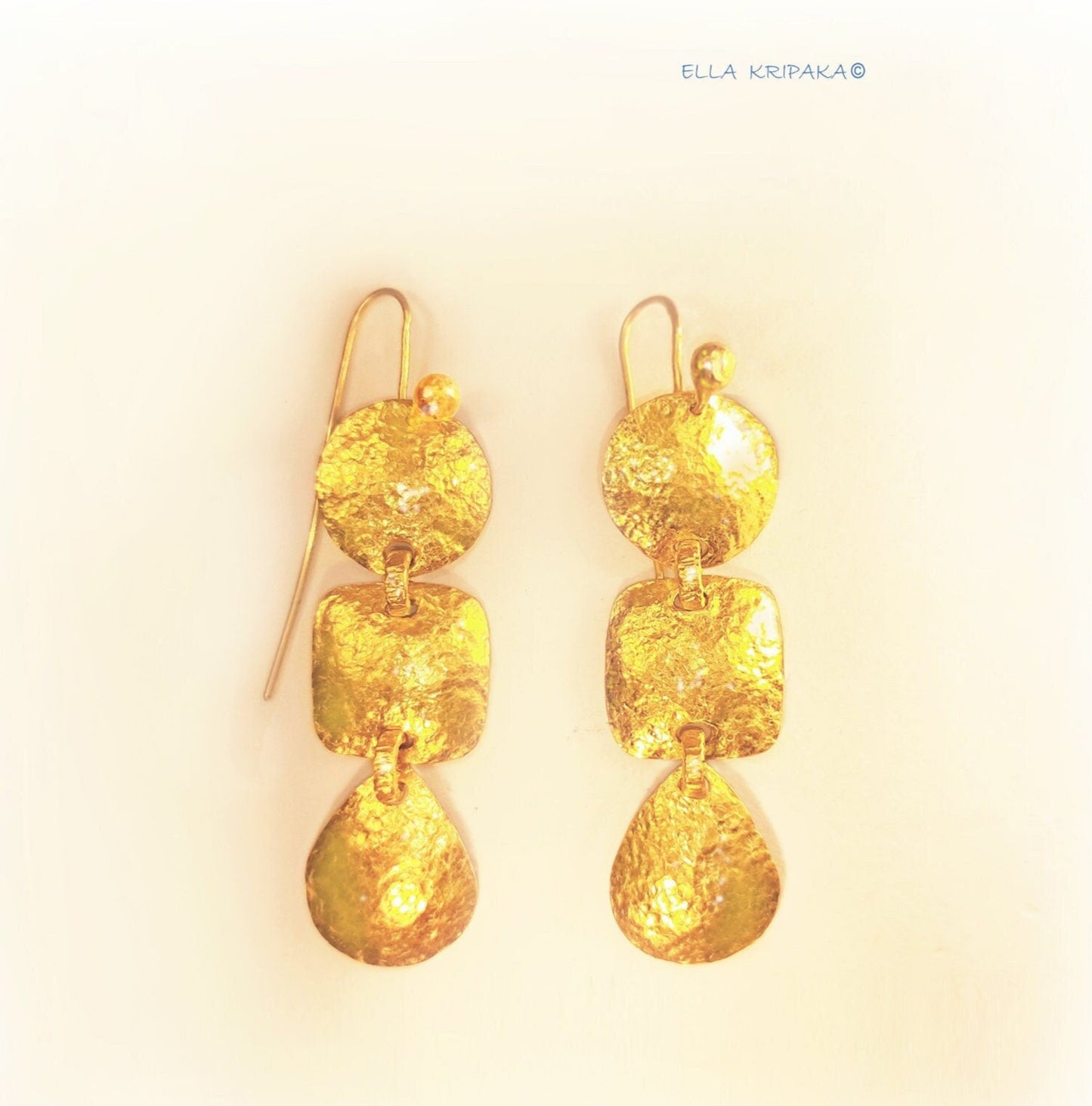 SALE%5 Custom 9999 24k Gold 18g & 28g Hammered Byzantine Earrings Size 60mm & 78mm Can Be 22k Gold