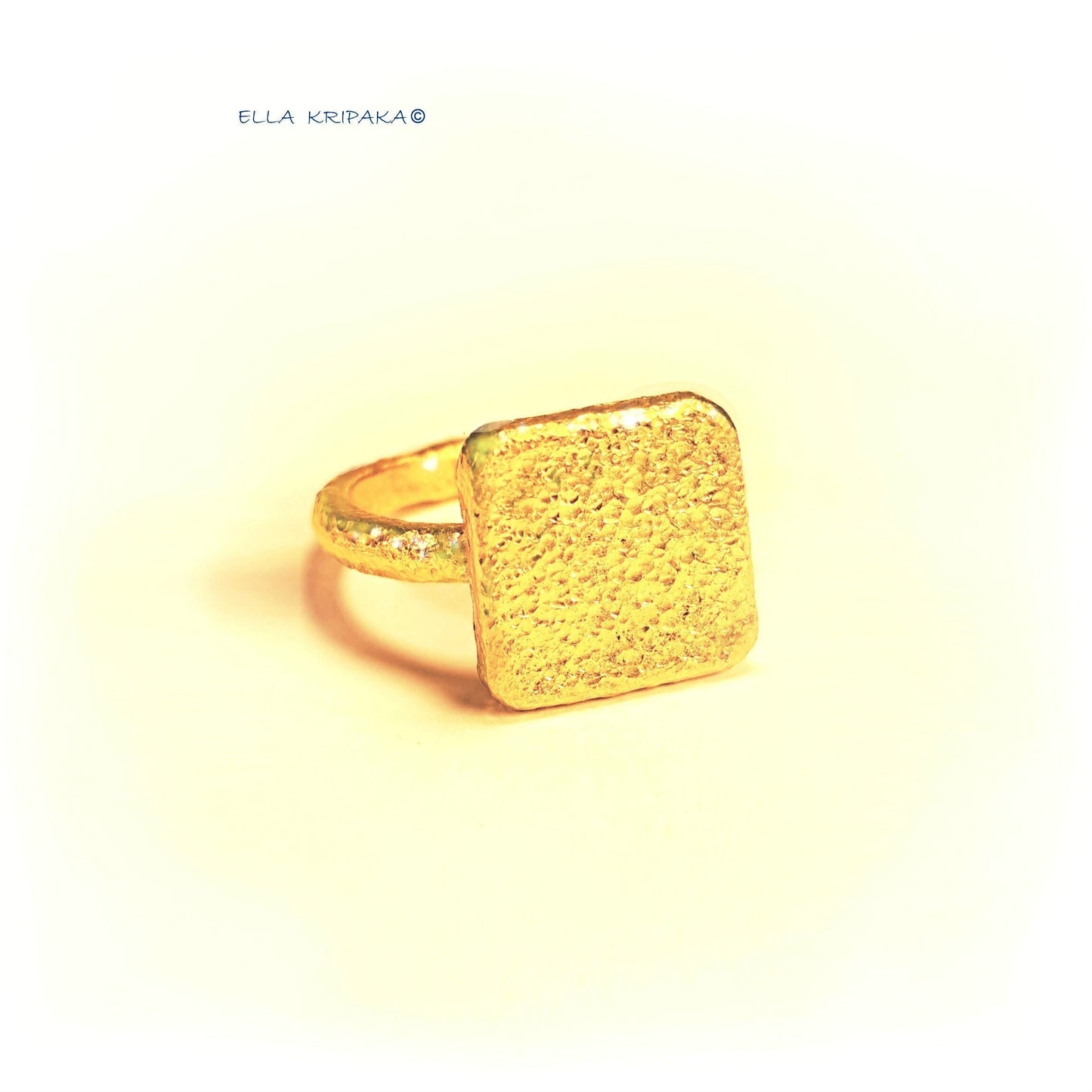 Custom Solid 24k 9999 Gold 21g/size 6US Hammered Ancient Rome Ring Signet 15mm Can Be 22k Gold