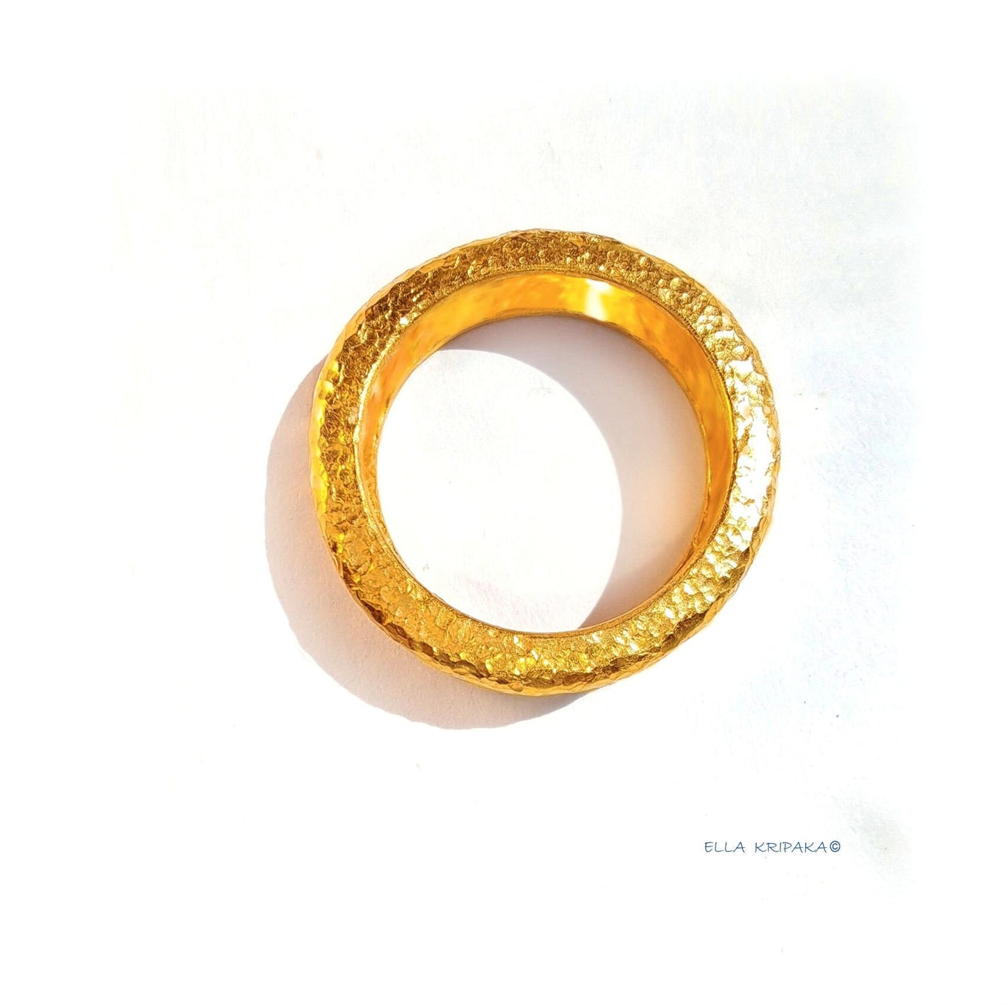 Custom Solid 24k 9999 Gold 21g/size 6US Hammered Ancient Rome Ring Wide 6.5mm Can Be 22k Gold