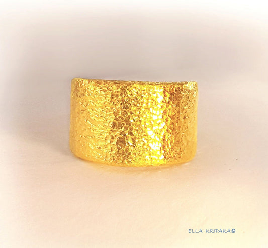 Custom Solid 24k 9999 Gold 46g size 6US Hammered Ancient Rome Signet Ring 20mm