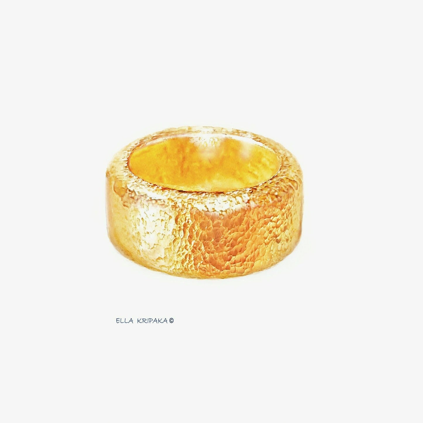 Custom Solid 24k 9999 Gold 39.5g size 6US Hammered Ancient Rome Ring 10mm