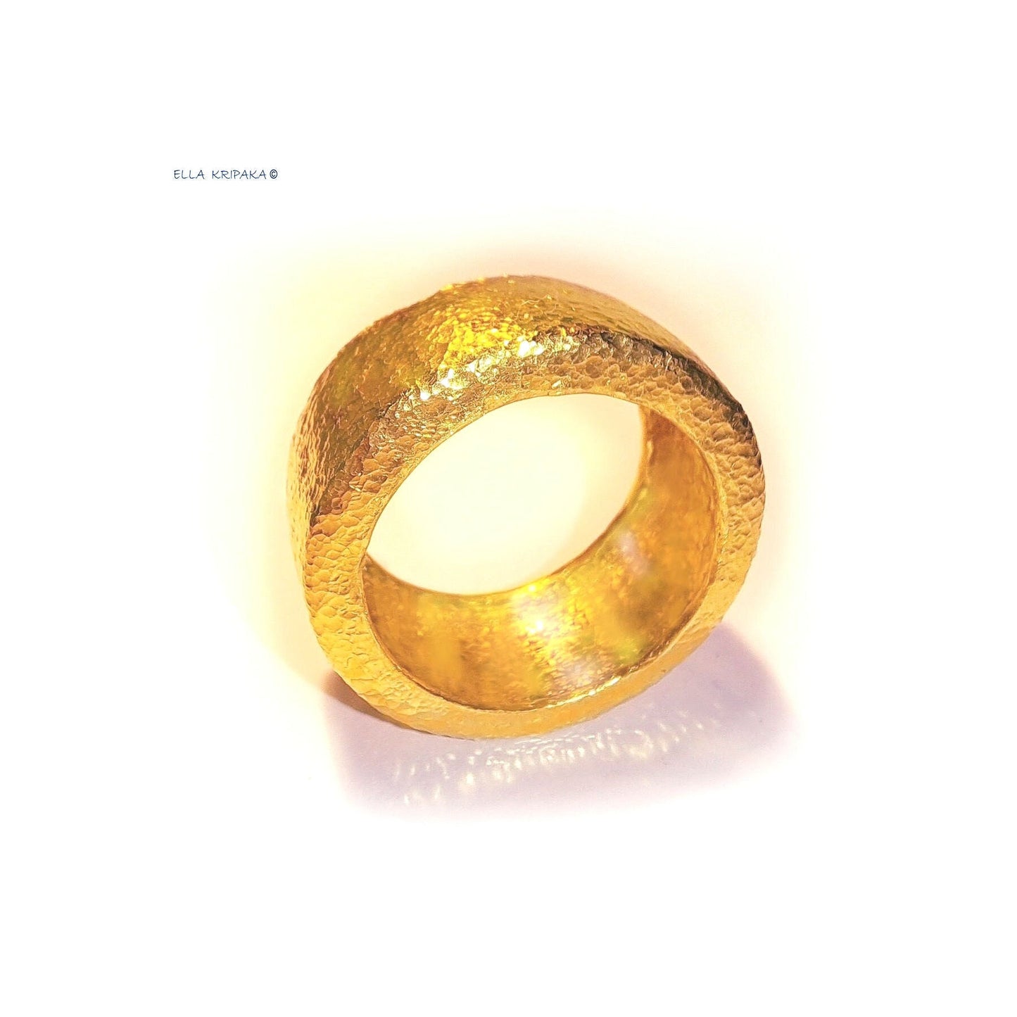 Custom Solid 24k 9999 Gold 39.5g size 6US Hammered Ancient Rome Ring 10mm