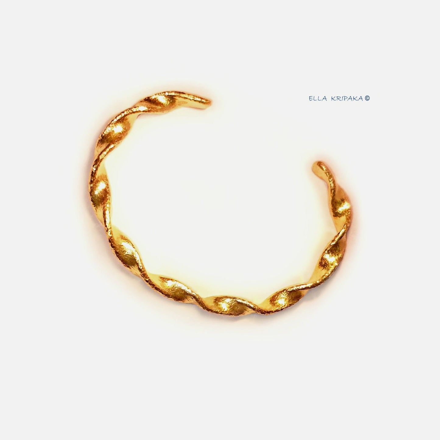 Custom Solid 24k 9999 Gold 38g/6in size Hammered Twisted Cuff Bracelet Ancient Egypt 5.5mm Can Be 22k Gold