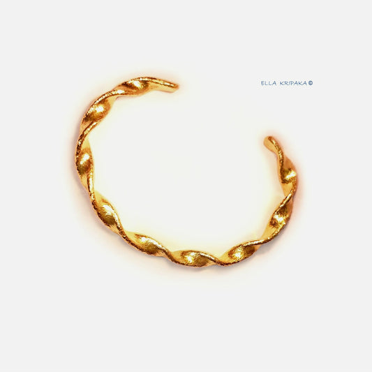 Custom Solid 24k 9999 Gold 38g/6in size Hammered Twisted Cuff Bracelet Ancient Egypt 5.5mm Can Be 22k Gold