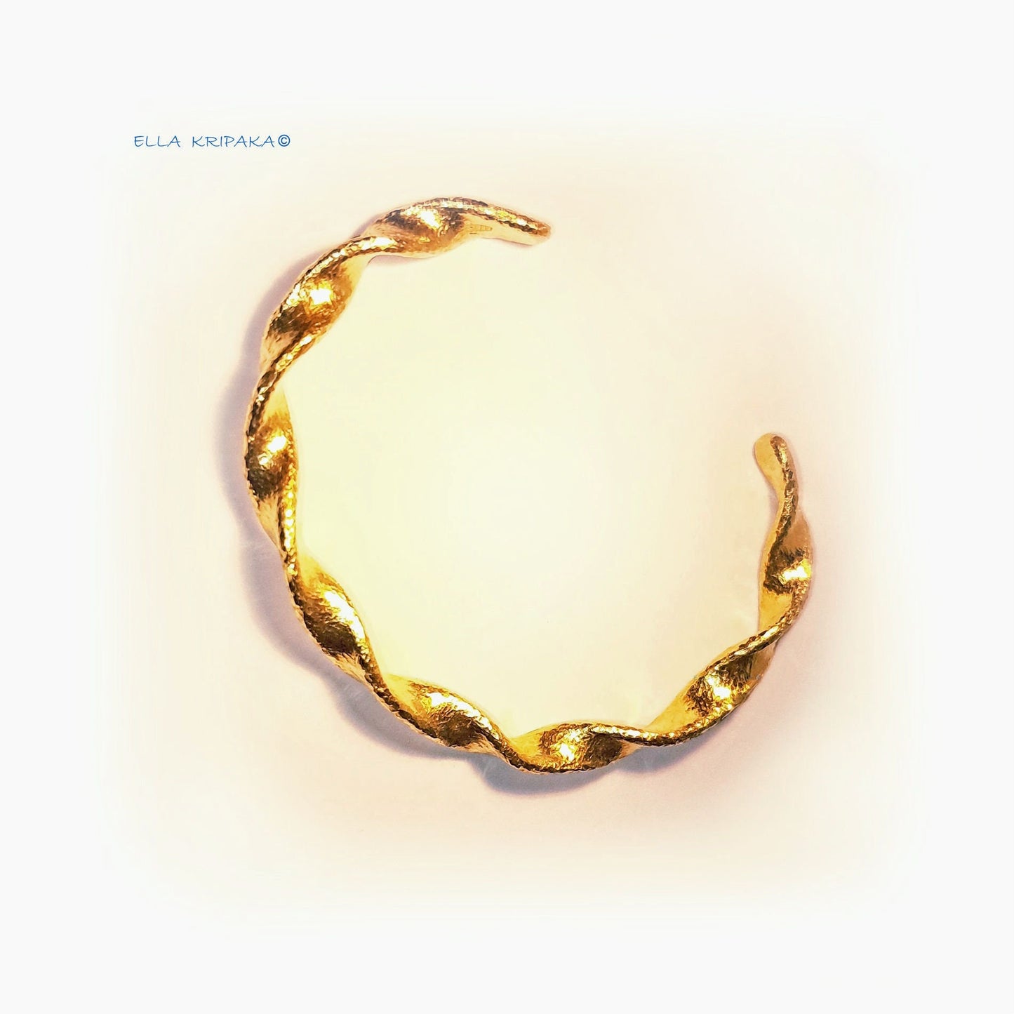 Custom Solid 24k 9999 Gold 38g/6in size Hammered Twisted Cuff Bracelet Ancient Egypt 5.5mm Can Be 22k Gold