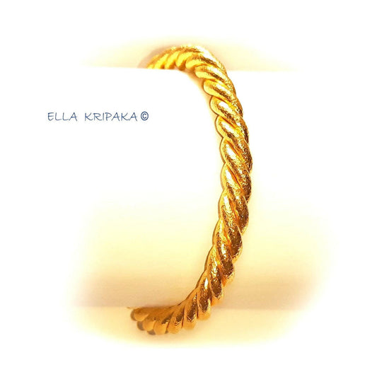 Hammered 24k 9999 Gold 92g Viking Twisted Cuff Bracelet 6.4mm 22k