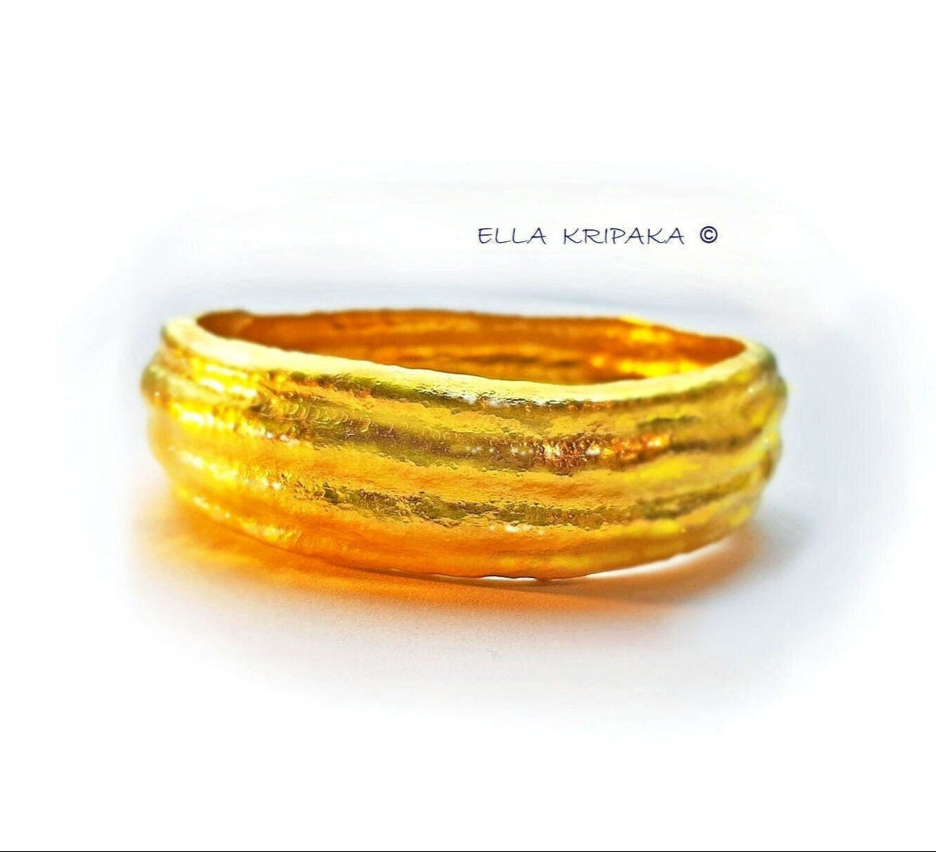 Custom Solid 24k 9999 Gold 85g Hammered Organic Convex Bracelet Bangle Wide 25mm Can be 22k Gold