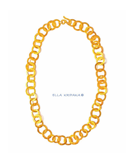Hammered 24k Gold Hammered 9999 Gold Bracelet Chain Ancient Rome Hammered 22k Gold Artist Ella Kripaka