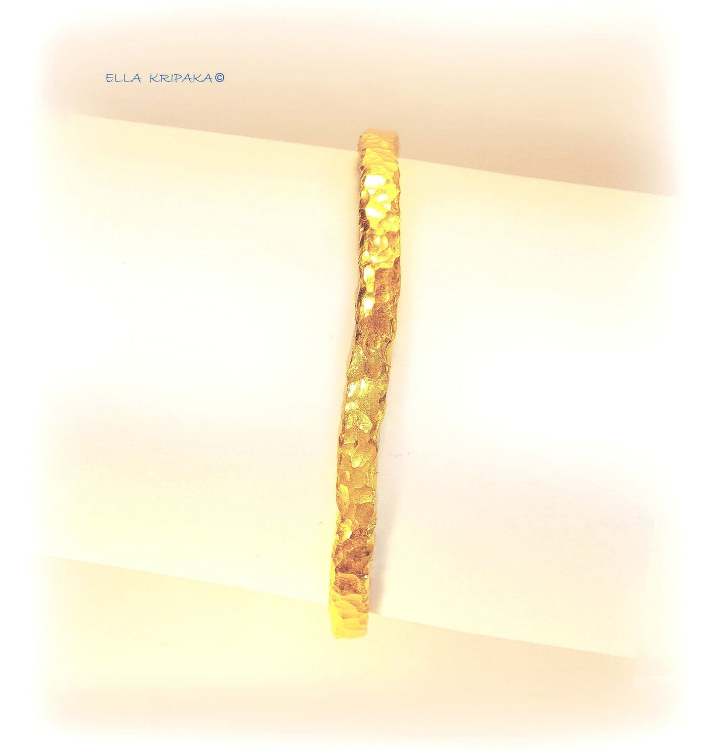 Custom Solid 24k 9999 Gold 45g/7in size Hammered Organic Bracelet Bangle 4.5mm Can Be 22k Gold