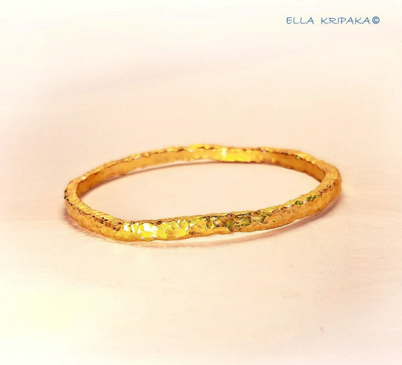 Custom Solid 24k 9999 Gold 45g/7in size Hammered Organic Bracelet Bangle 4.5mm Can Be 22k Gold