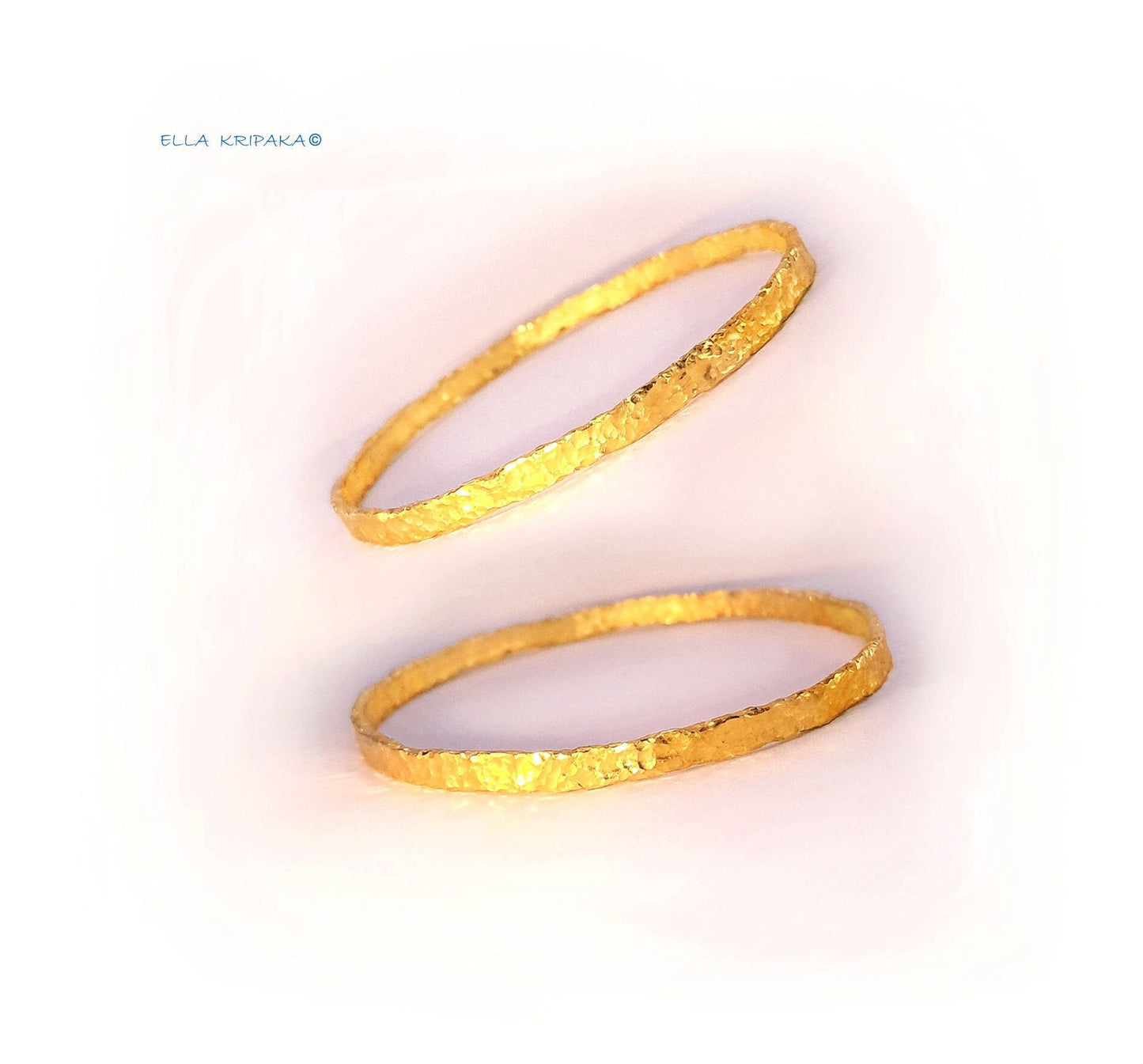 Custom Solid 24k 9999 Gold 34g/7in size, Hammered Organic Bracelet Bangle 4.5mm Can Be 22k Gold
