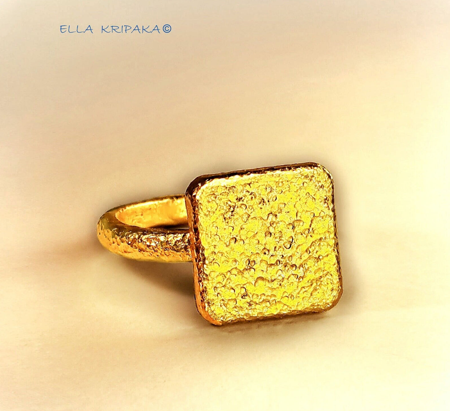 Custom Solid 24k 9999 Gold 21g/size 6US Hammered Ancient Rome Ring Signet 15mm Can Be 22k Gold