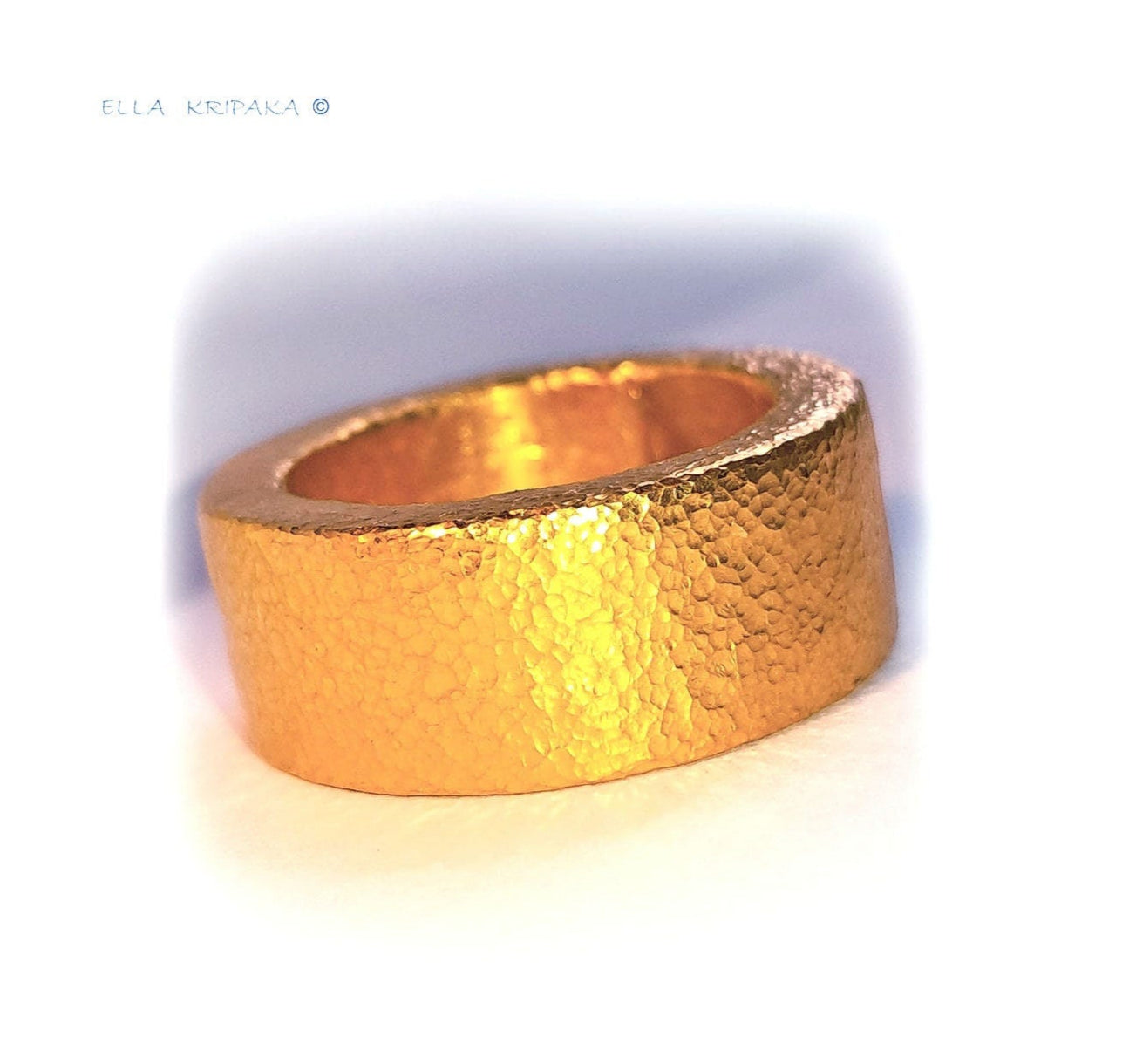 Custom Solid 24k 9999 Gold 41.5g/size 6US Hammered Ancient Rome Ring 10mm Can Be 22k Gold