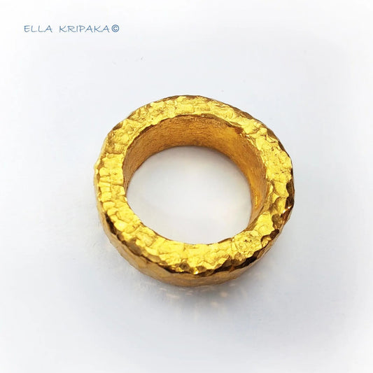 Custom Solid 24k 9999 Gold 62g size 6US Organic Ring 11mm Thick