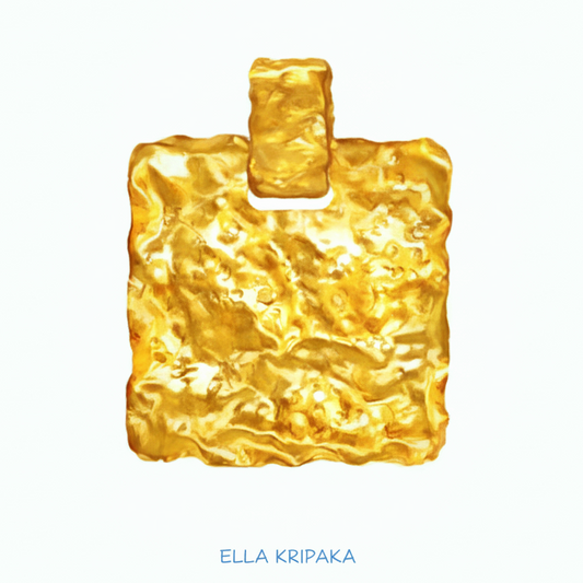 Hammered 24k 9999 Gold 7.2g &23.7g Organic Square Pendant 22k