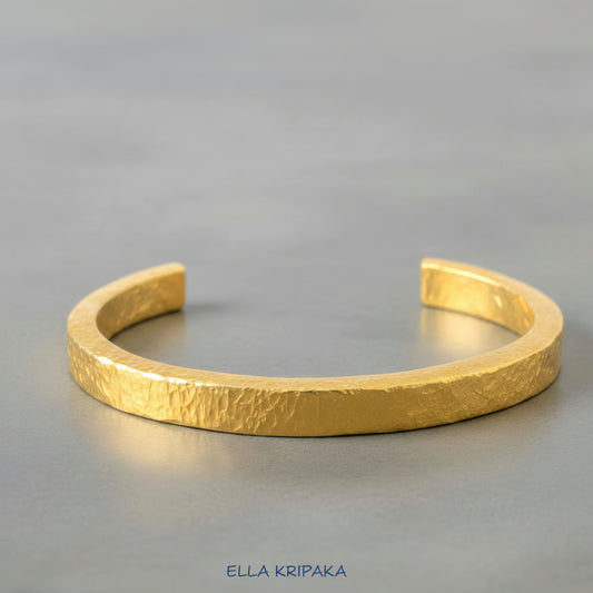 Hammered 24k 9999 Gold 88g Cuff Ancient Rome Bracelet 6mm Thick 3.5mm